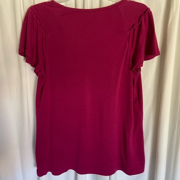 Size-m So Cute Fuchsia Pink Shirt W/o Tags, Pleats& Hole@neckline, Short/sleeve - Picture 3 of 11